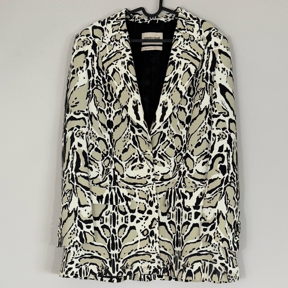 Roberto Cavalli Italy Animal Print Viscose Designer Blazer Size 50